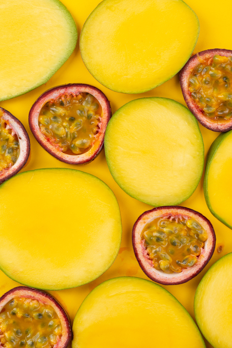 tropical fruit. slices Minimal fruit concept. Healthy food
